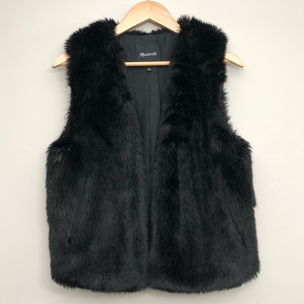 Madewell Black Faux Fur Vest